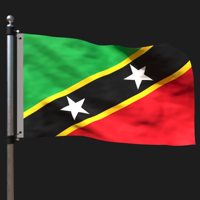 Flag of saint kitts and nevis 3D मॉडल .c4d .max .obj .3ds .fbx .stl .blend 