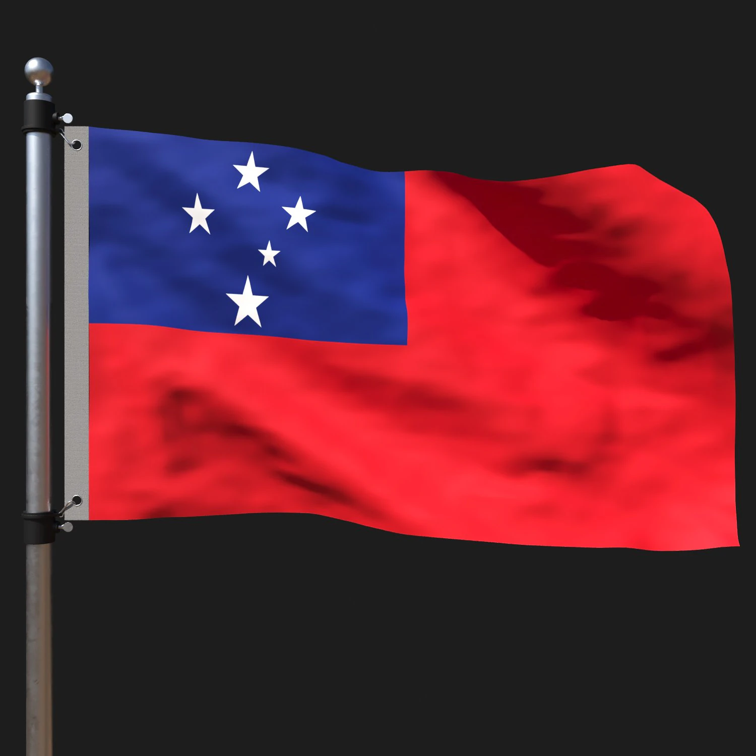 Flag of samoa 3D Model .c4d .max .obj .3ds .fbx .stl .blend 