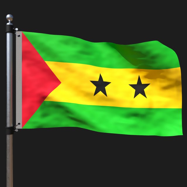 Flag of sao tome and principe 3D 模型 .c4d .max .obj .3ds .fbx .stl .blend 