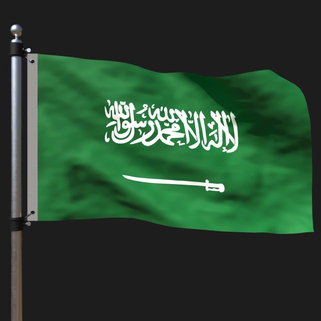 Flag of saudi arabia 3D Model .c4d .max .obj .3ds .fbx .stl .blend