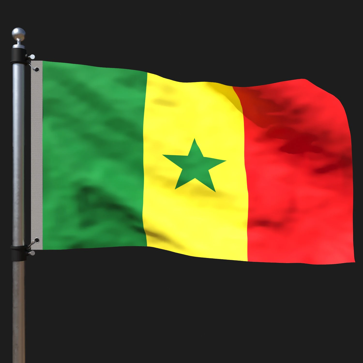 Flag of senegal 3D Model .c4d .max .obj .3ds .fbx .stl .blend 