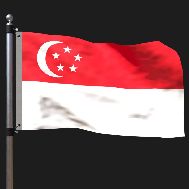 Flag of singapore 3Dモデル .c4d .max .obj .3ds .fbx .stl .blend 