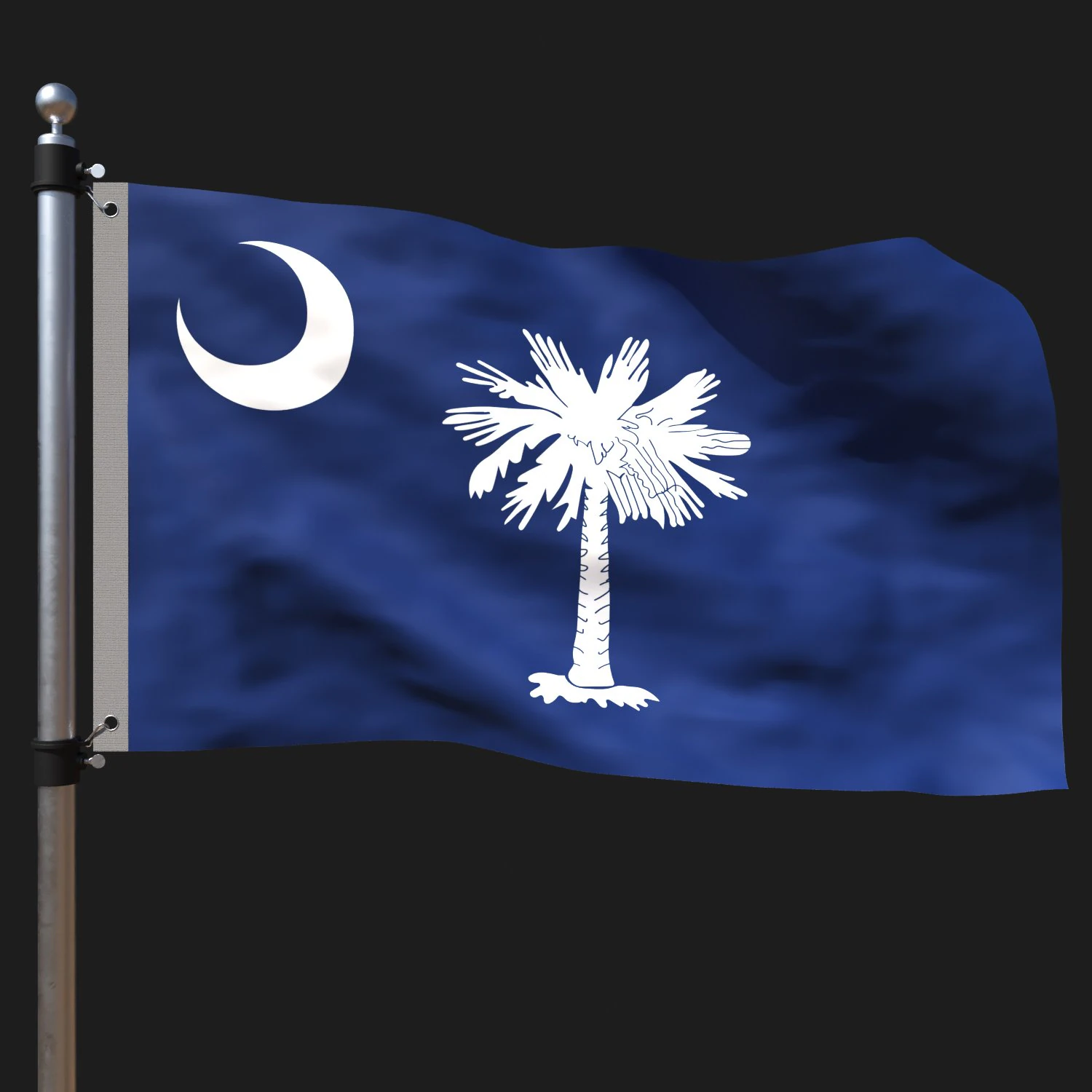 Flag of south carolina 3D Model .c4d .max .obj .3ds .fbx .stl .blend 