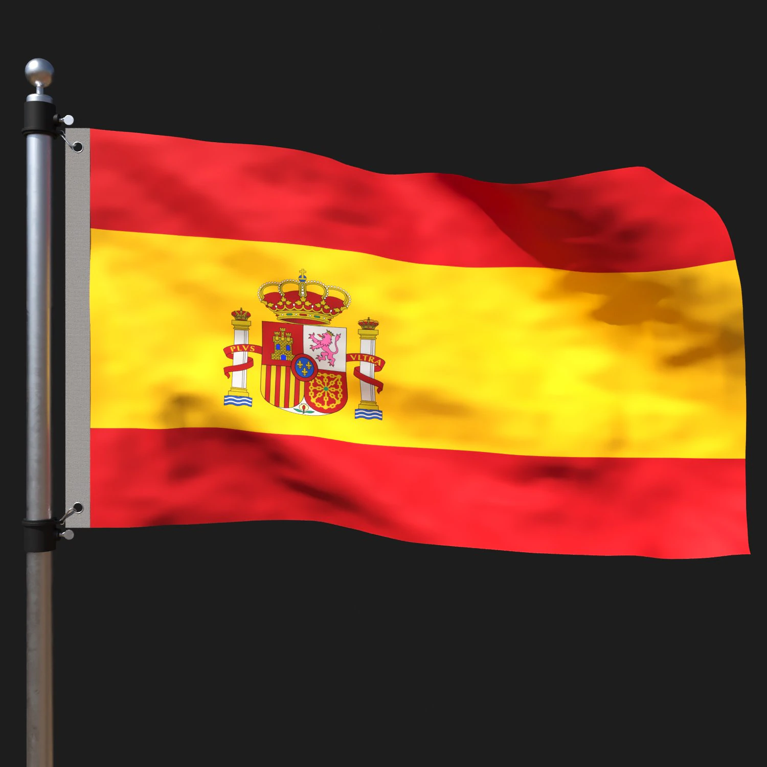 Flag of spain 3D Model .c4d .max .obj .3ds .fbx .stl .blend 