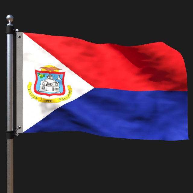 Flag of st martin Model 3D .c4d .max .obj .3ds .fbx .stl .blend 