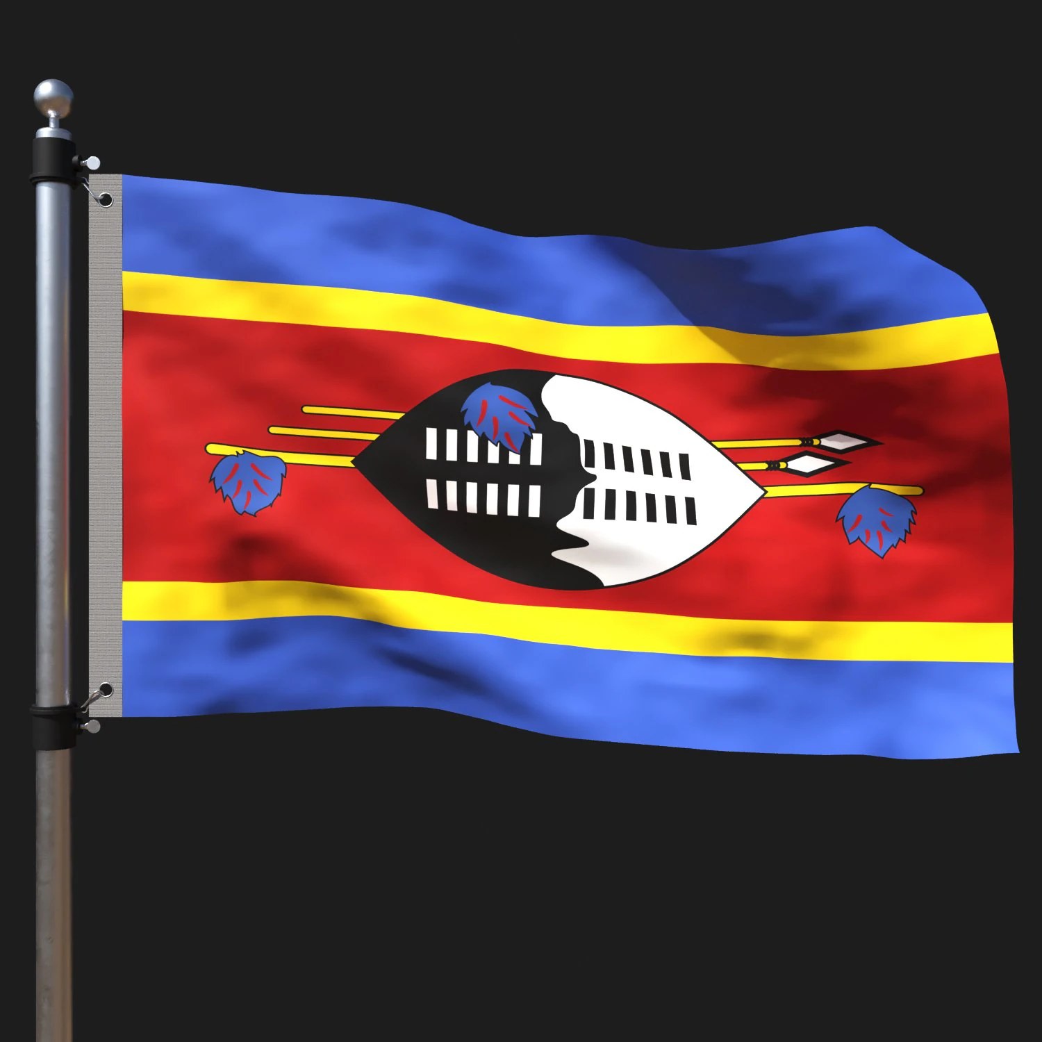 Flag of swaziland flag 3D Model .c4d .max .obj .3ds .fbx .stl .blend