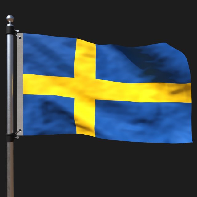 Flag of sweden 3D Model .c4d .max .obj .3ds .fbx .stl .blend 