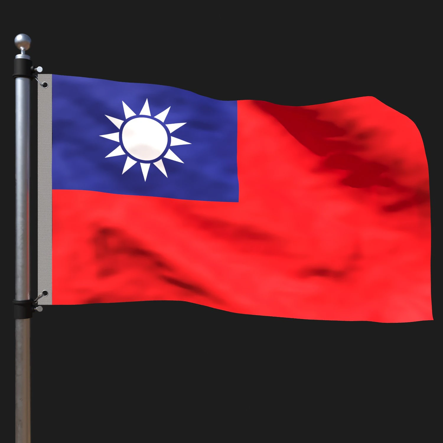 Flag of taiwan 3D Model .c4d .max .obj .3ds .fbx .stl .blend 