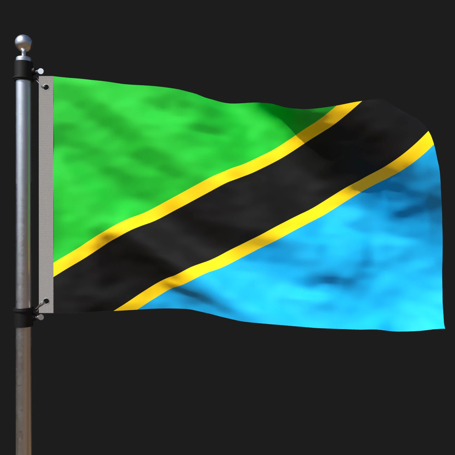Flag of tanzania 3D Model .c4d .max .obj .3ds .fbx .stl .blend