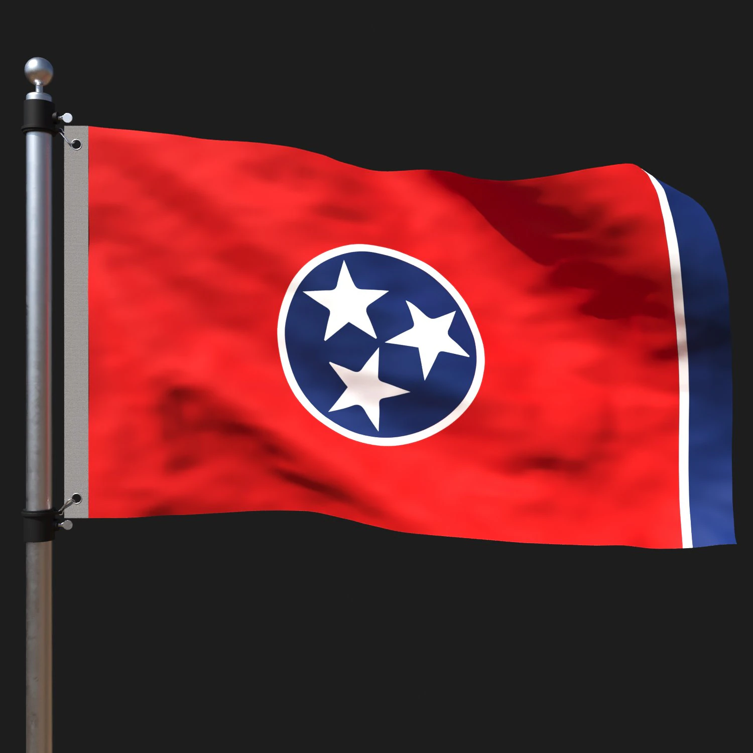 Flag of tennessee 3D Model .c4d .max .obj .3ds .fbx .stl .blend 