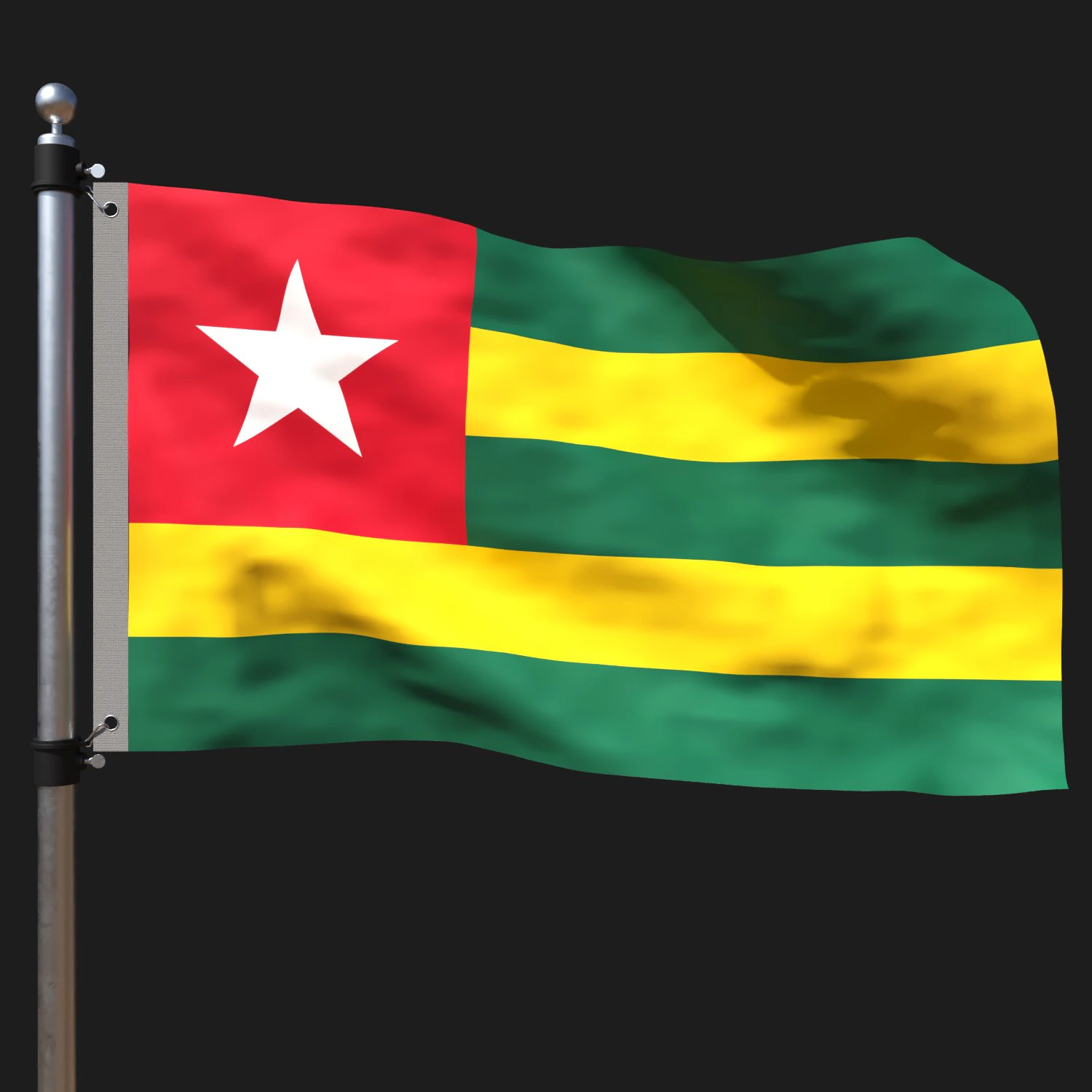 Flag of togo 3D Model .c4d .max .obj .3ds .fbx .stl .blend 