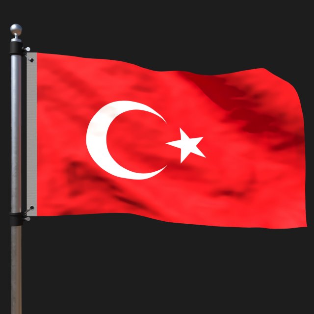 Flag of turkey 3D Модель .c4d .max .obj .3ds .fbx .stl .blend 