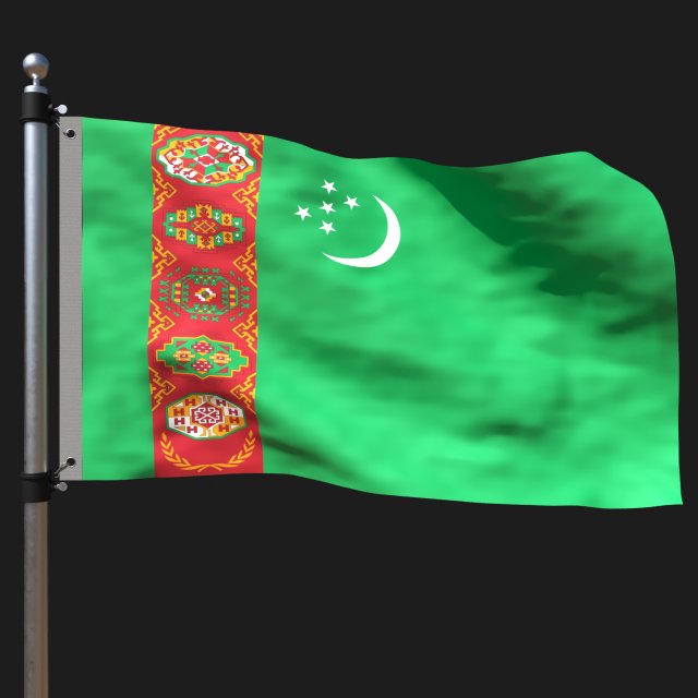 Flag of turkmenistan 3Dモデル .c4d .max .obj .3ds .fbx .stl .blend 