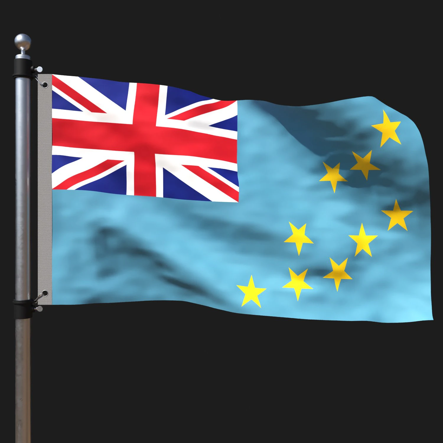 Flag of tuvalu 3D Model .c4d .max .obj .3ds .fbx .stl .blend 