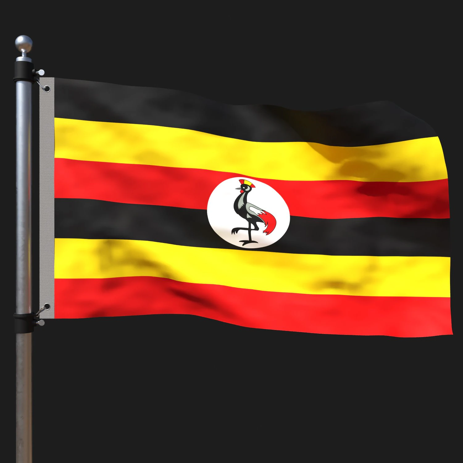 Flag of uganda 3D Model .c4d .max .obj .3ds .fbx .stl .blend 
