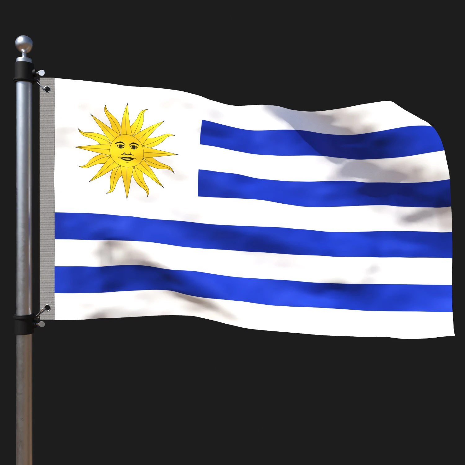 Flag of uruguay 3D Model .c4d .max .obj .3ds .fbx .stl .blend