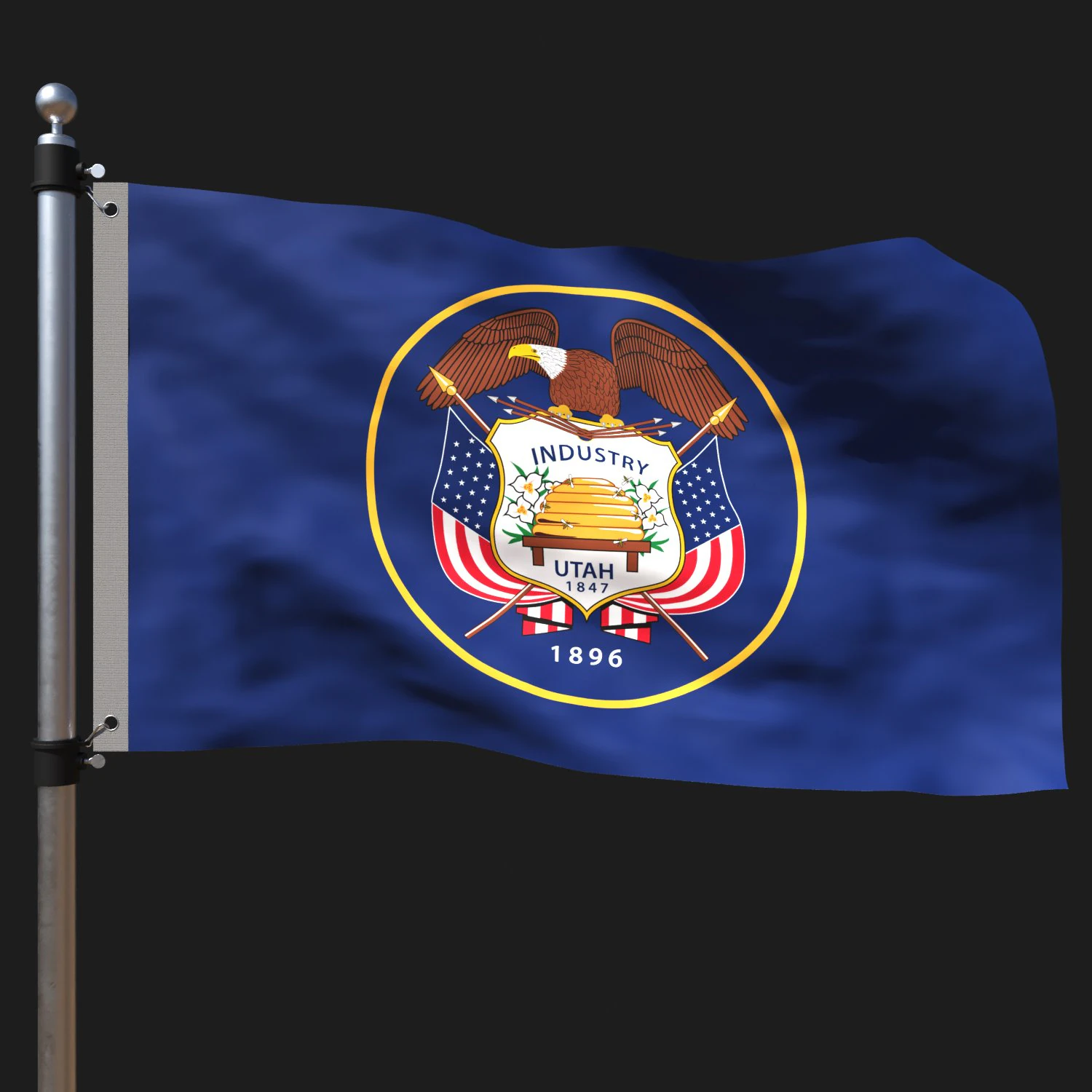 Flag of utah 3D Model .c4d .max .obj .3ds .fbx .stl .blend 