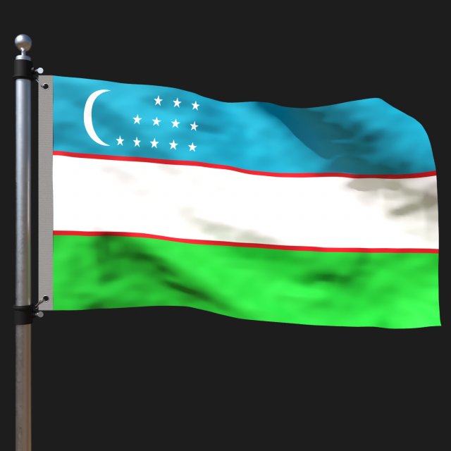 Flag of uzbekistan Model 3D .c4d .max .obj .3ds .fbx .stl .blend 