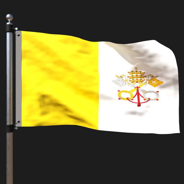 Flag of vatican city 3D Model .c4d .max .obj .3ds .fbx .stl .blend 