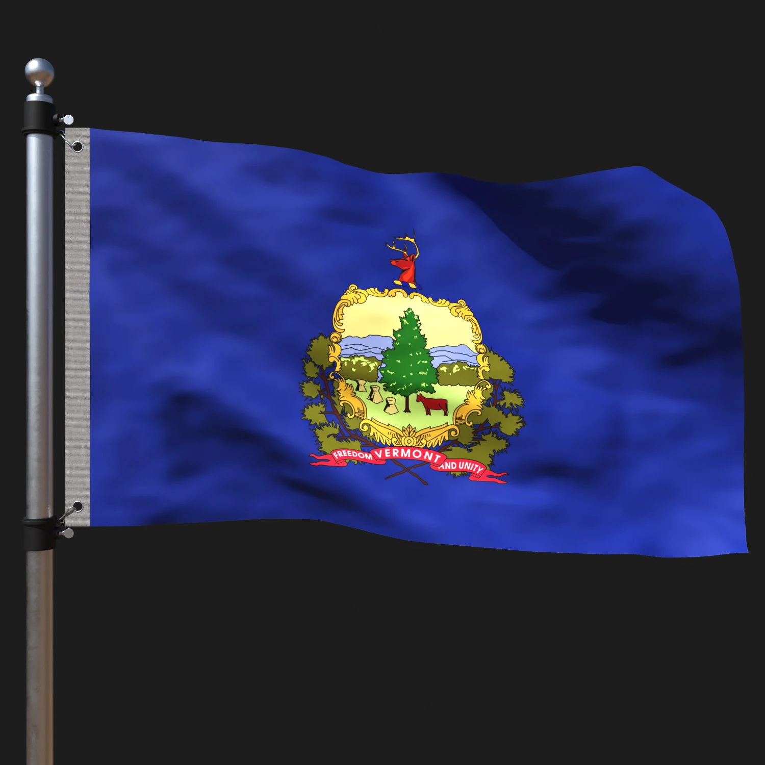 Flag of vermon 3D Model .c4d .max .obj .3ds .fbx .stl .blend