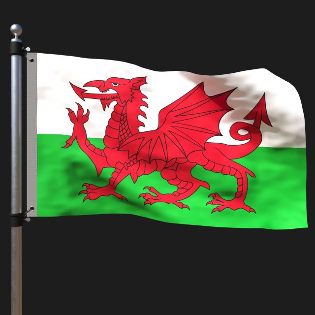 Flag of wales 3D 模型 .c4d .max .obj .3ds .fbx .stl .blend 