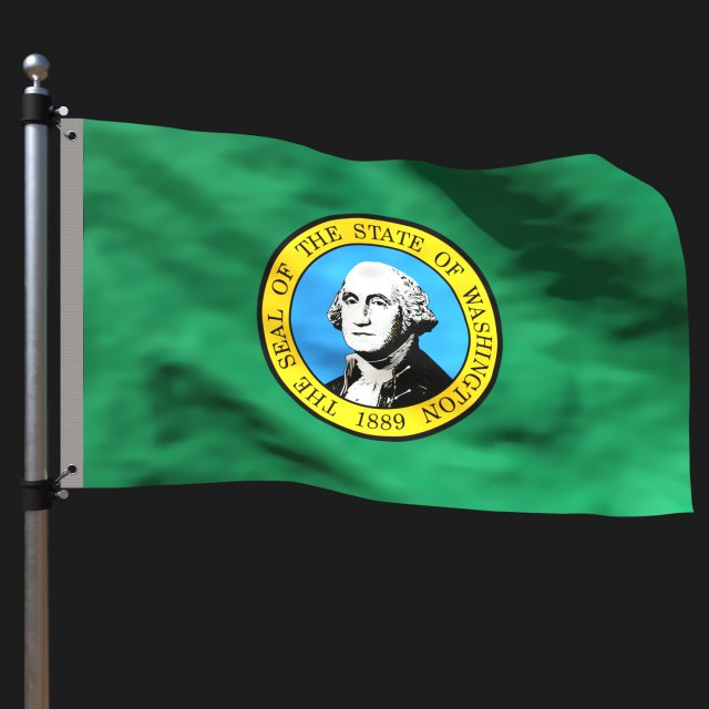 Flag of washington Modello 3D .c4d .max .obj .3ds .fbx .stl .blend 