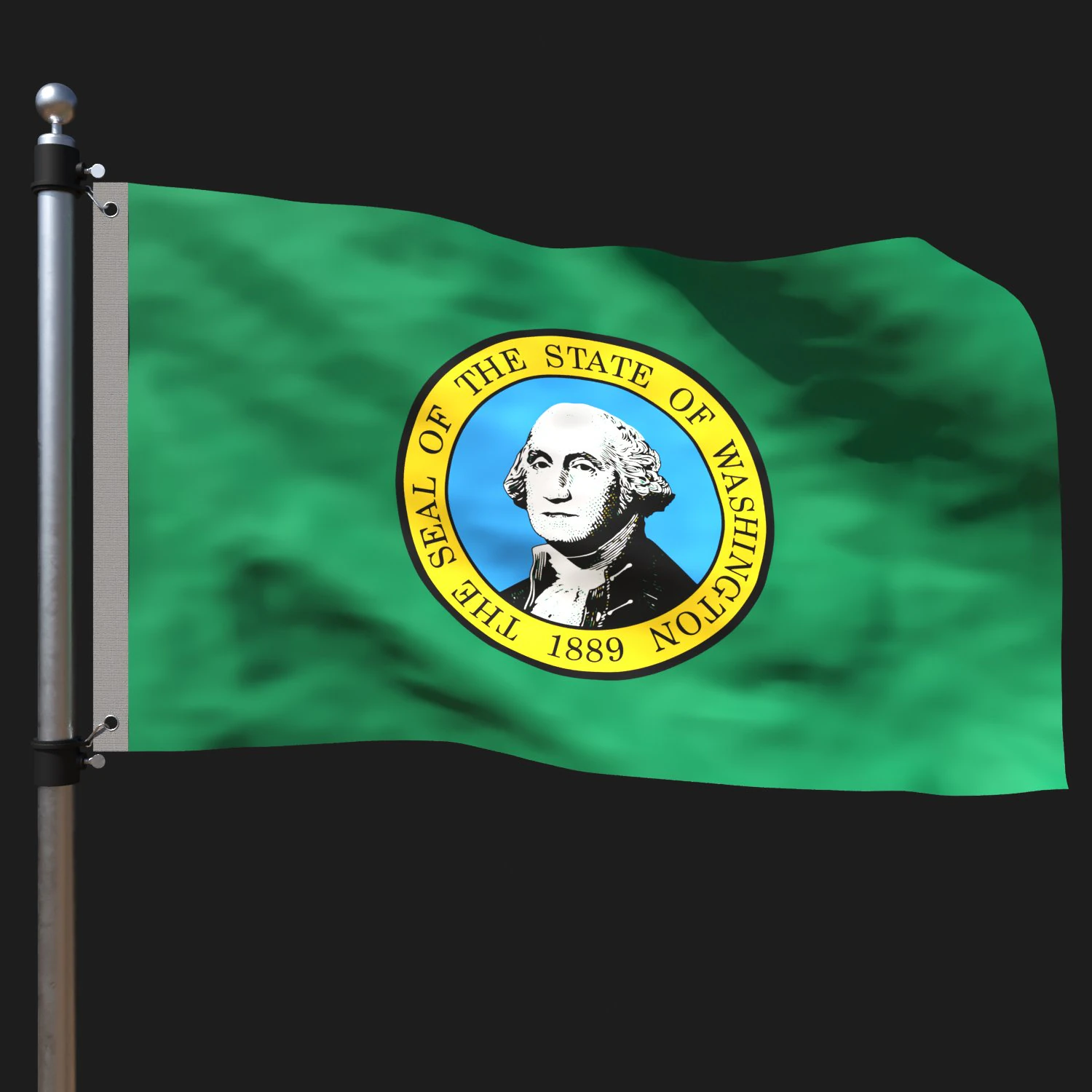 Flag of washington 3D Model .c4d .max .obj .3ds .fbx .stl .blend