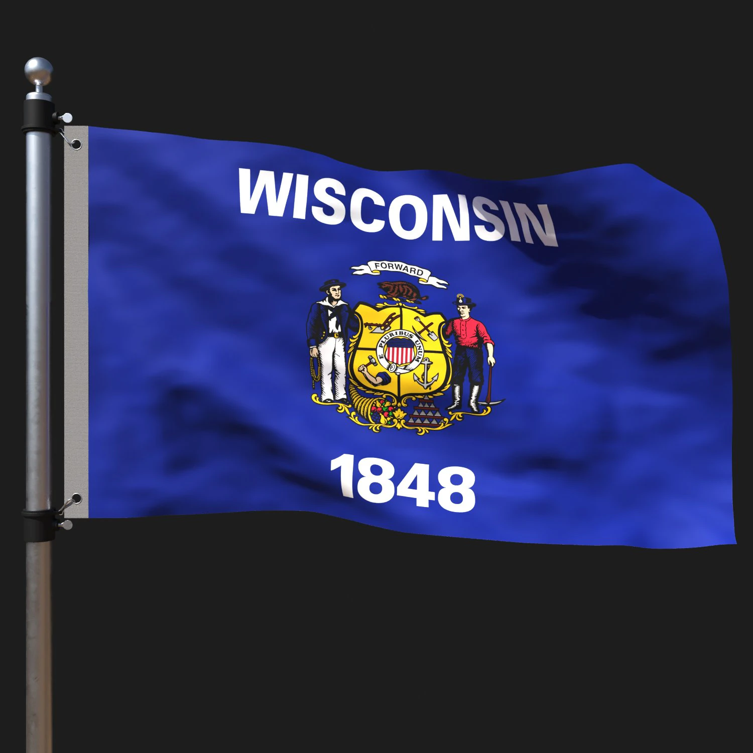 Flag of wisconsin 3D Model .c4d .max .obj .3ds .fbx .stl .blend