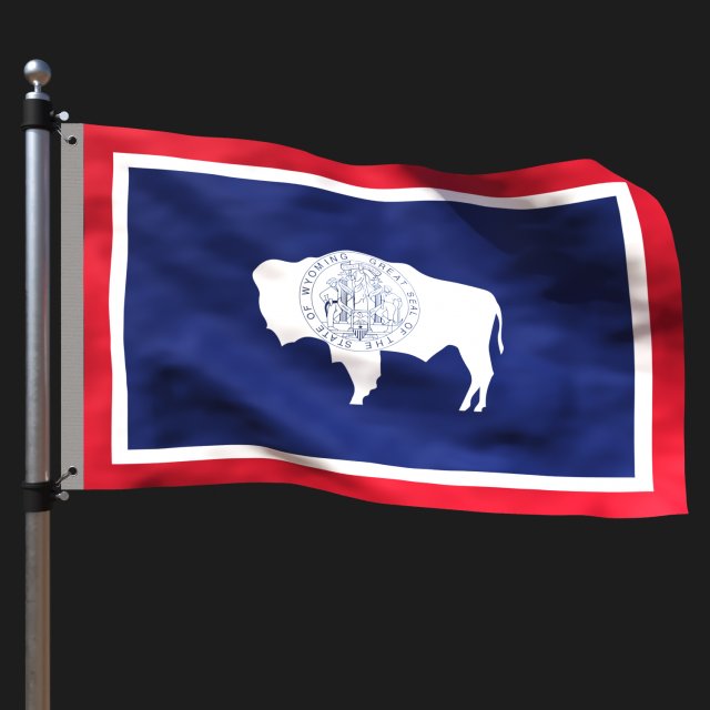 Flag of wyoming 3D Model .c4d .max .obj .3ds .fbx .stl .blend 