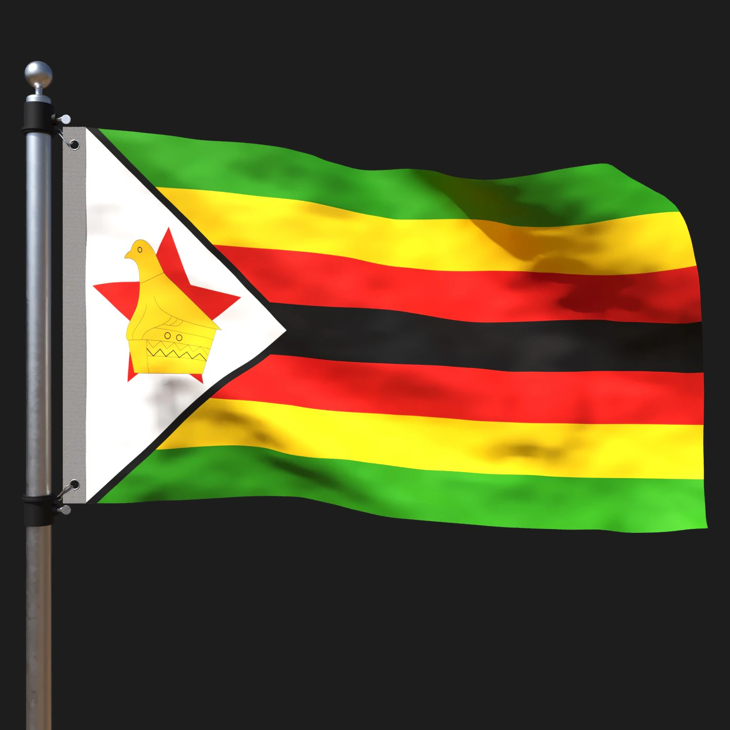 Flag of zimbabwe 3D Model .c4d .max .obj .3ds .fbx .stl .blend