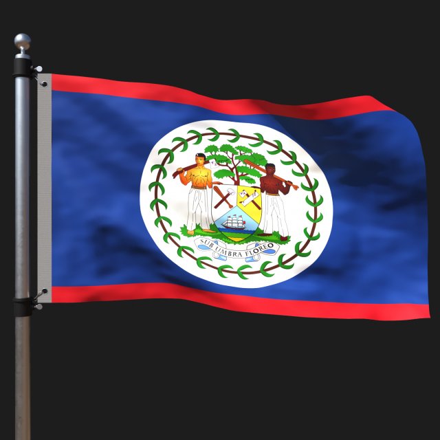 Flag of belize 3D Модель .c4d .max .obj .3ds .fbx .stl .blend 