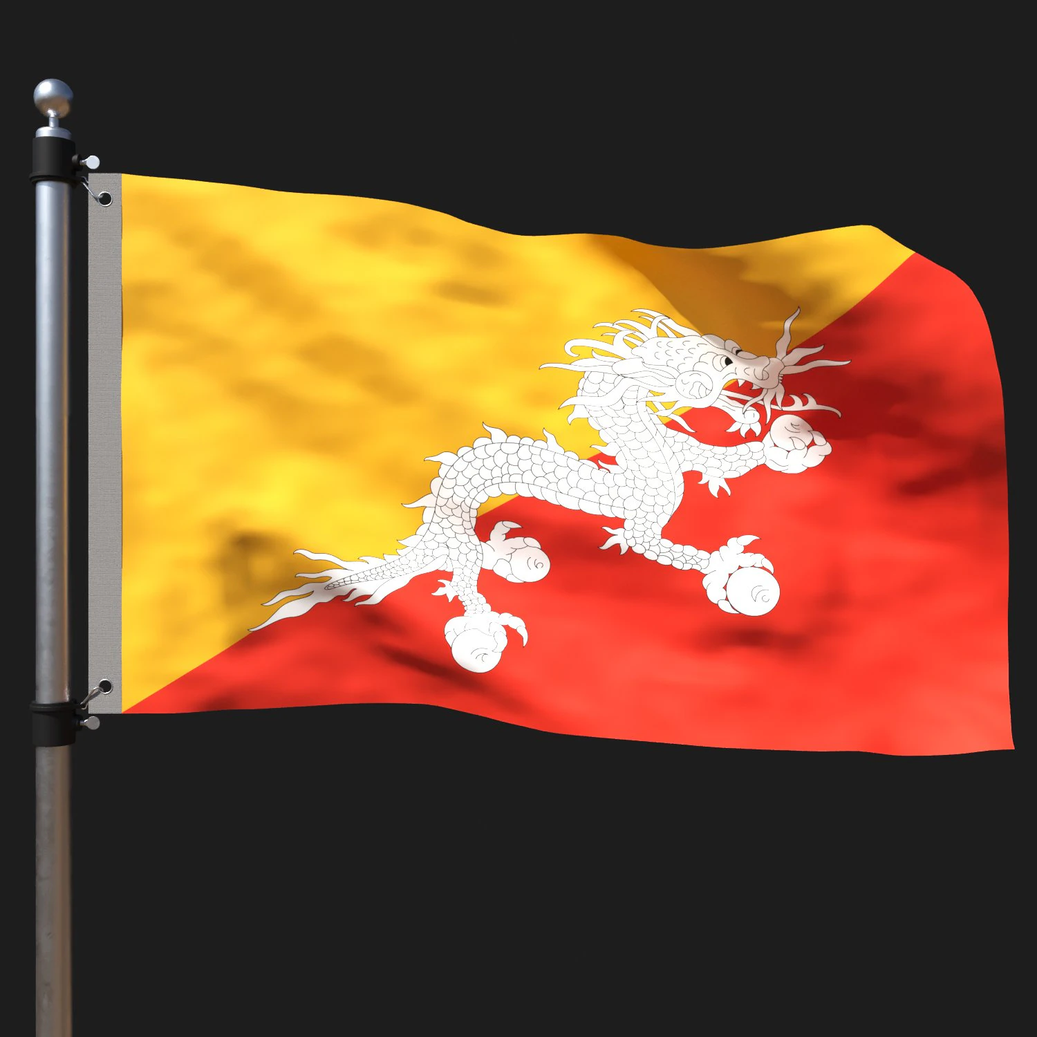 Flag of bhutan 3D Model .c4d .max .obj .3ds .fbx .stl .blend 