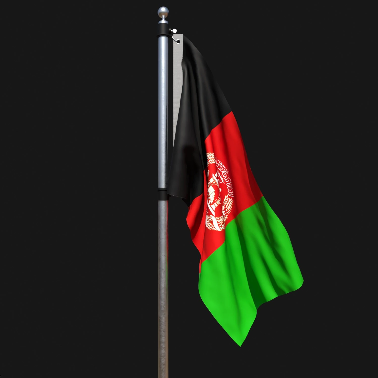 Flag of afghanistan 02 3D Model .c4d .max .obj .3ds .fbx .stl .blend 