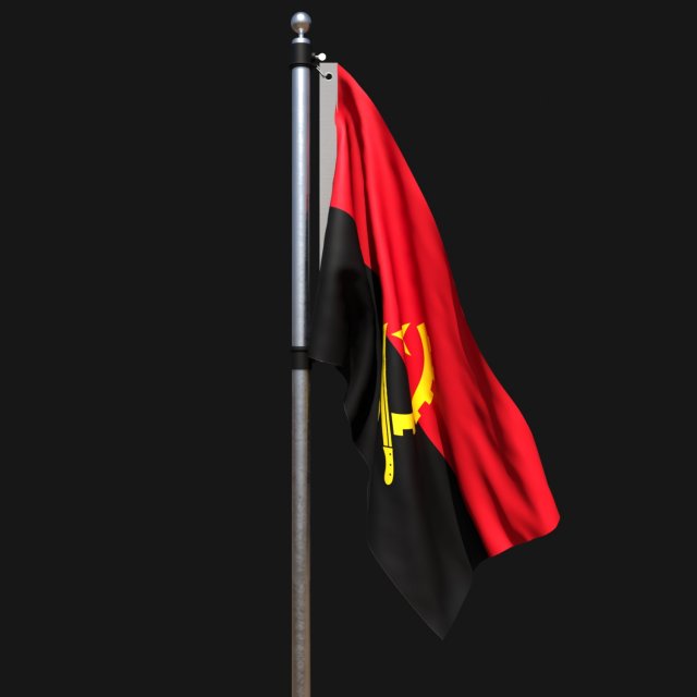 Flag of angola 02 3D Model .c4d .max .obj .3ds .fbx .stl .blend 