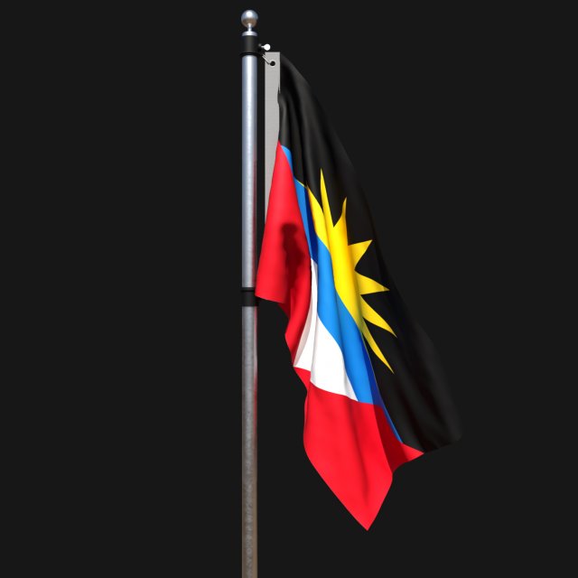 Flag of antigua and barbuda 02 3D Model .c4d .max .obj .3ds .fbx .stl .blend 