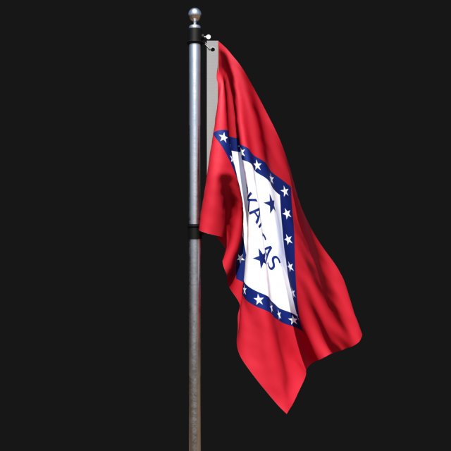 Flag of arkansas 02 3D Модель .c4d .max .obj .3ds .fbx .stl .blend