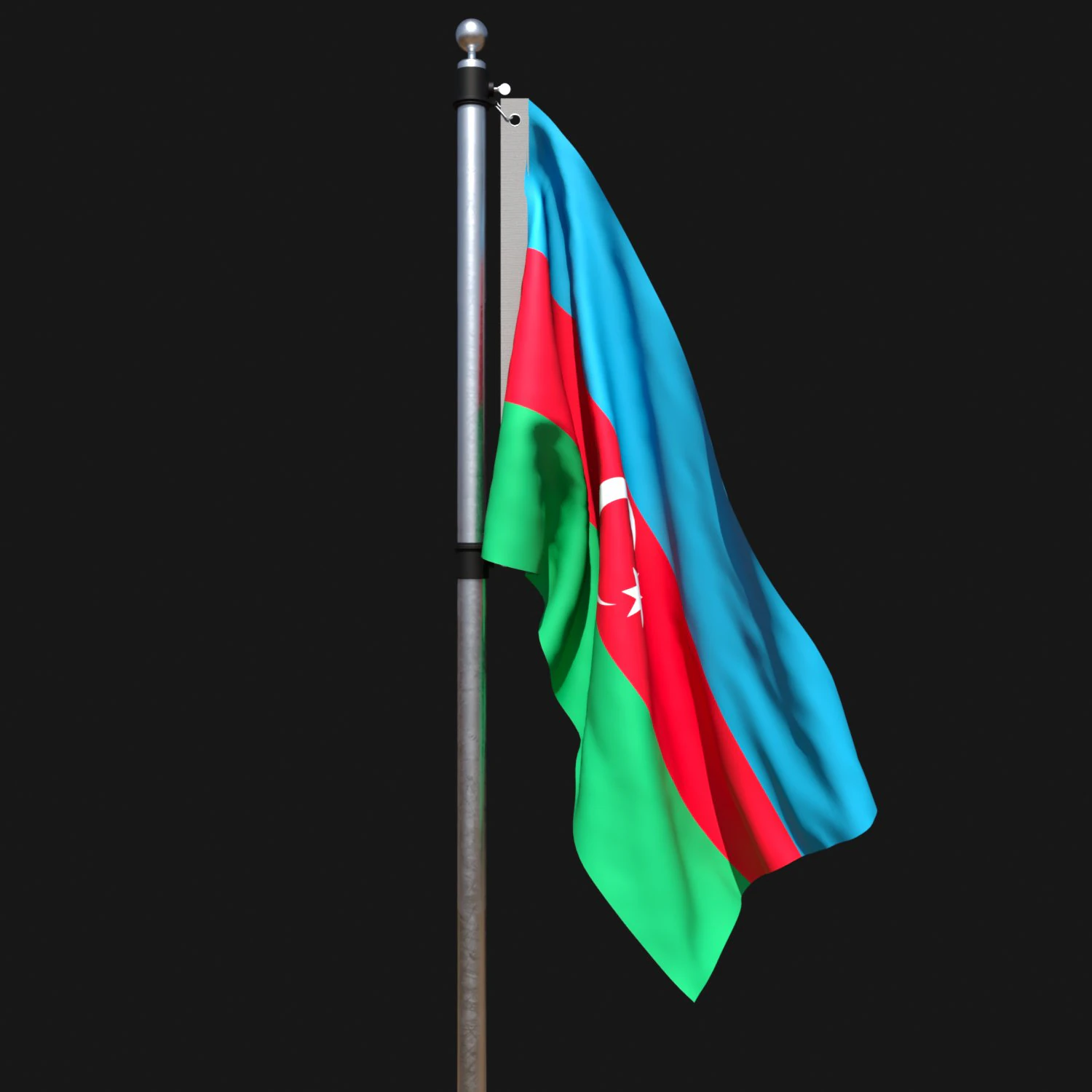 Flag of azerbaijan 02 3D Model .c4d .max .obj .3ds .fbx .stl .blend 