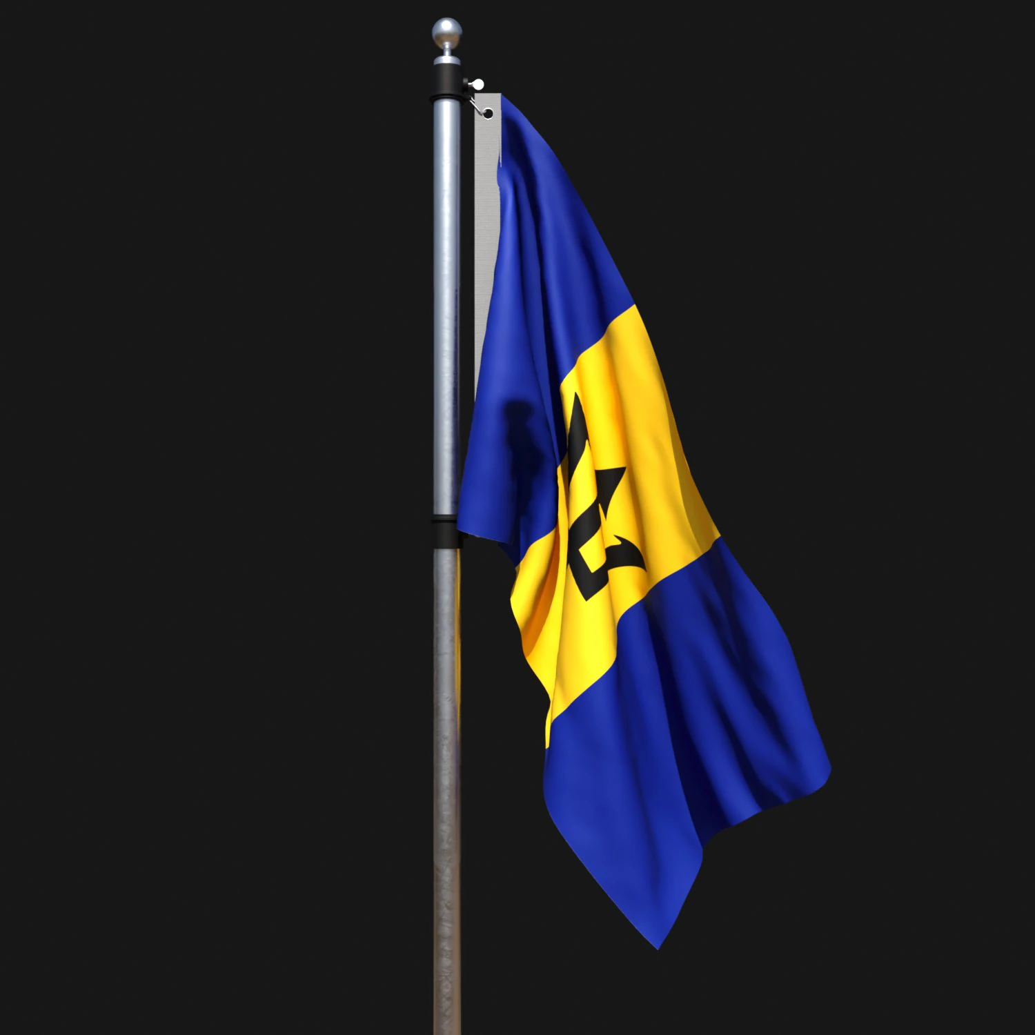 Flag of barbados 02 3D Model .c4d .max .obj .3ds .fbx .stl .blend 