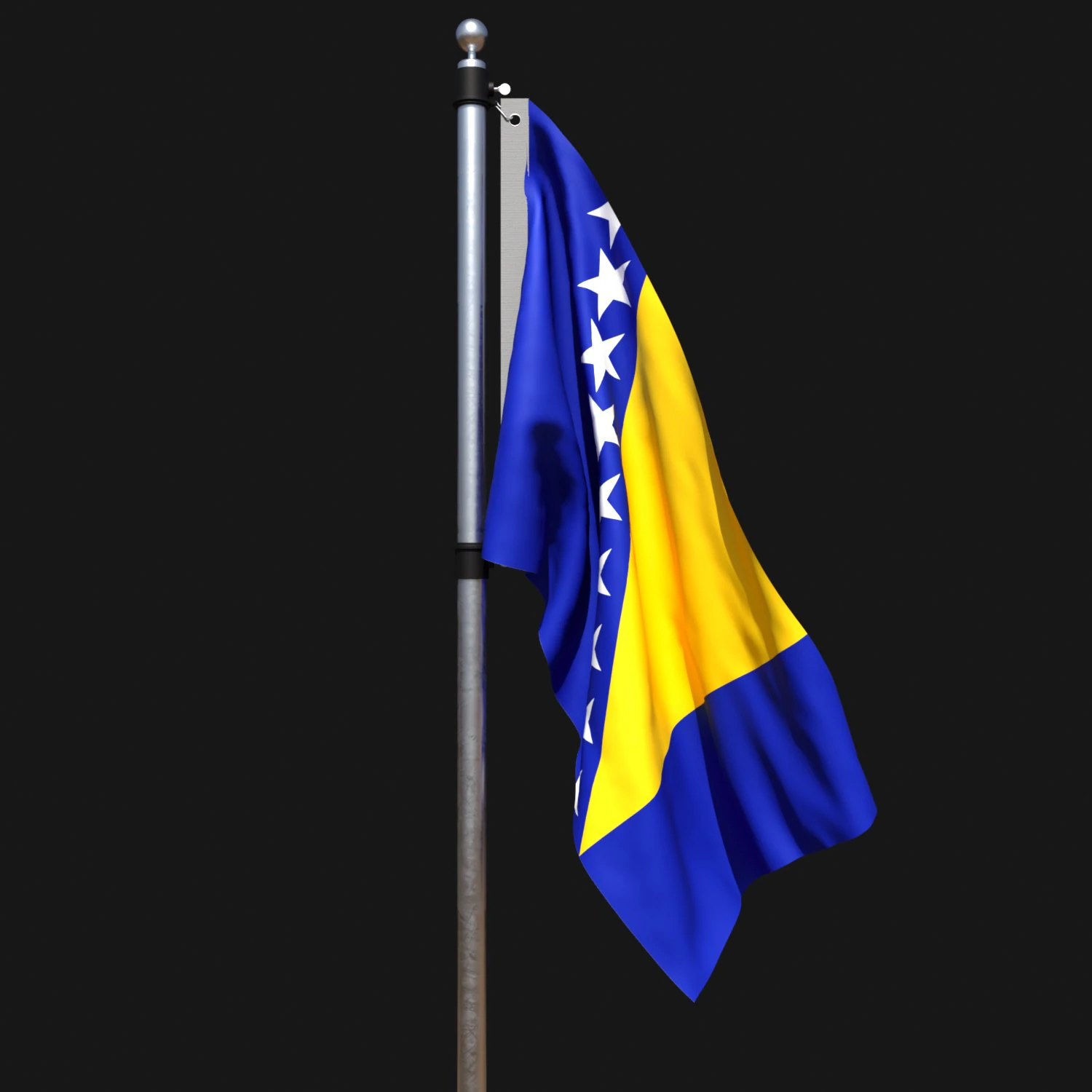 Flag of bosnia and herzegovina 02 3D Model .c4d .max .obj .3ds .fbx .stl .blend 