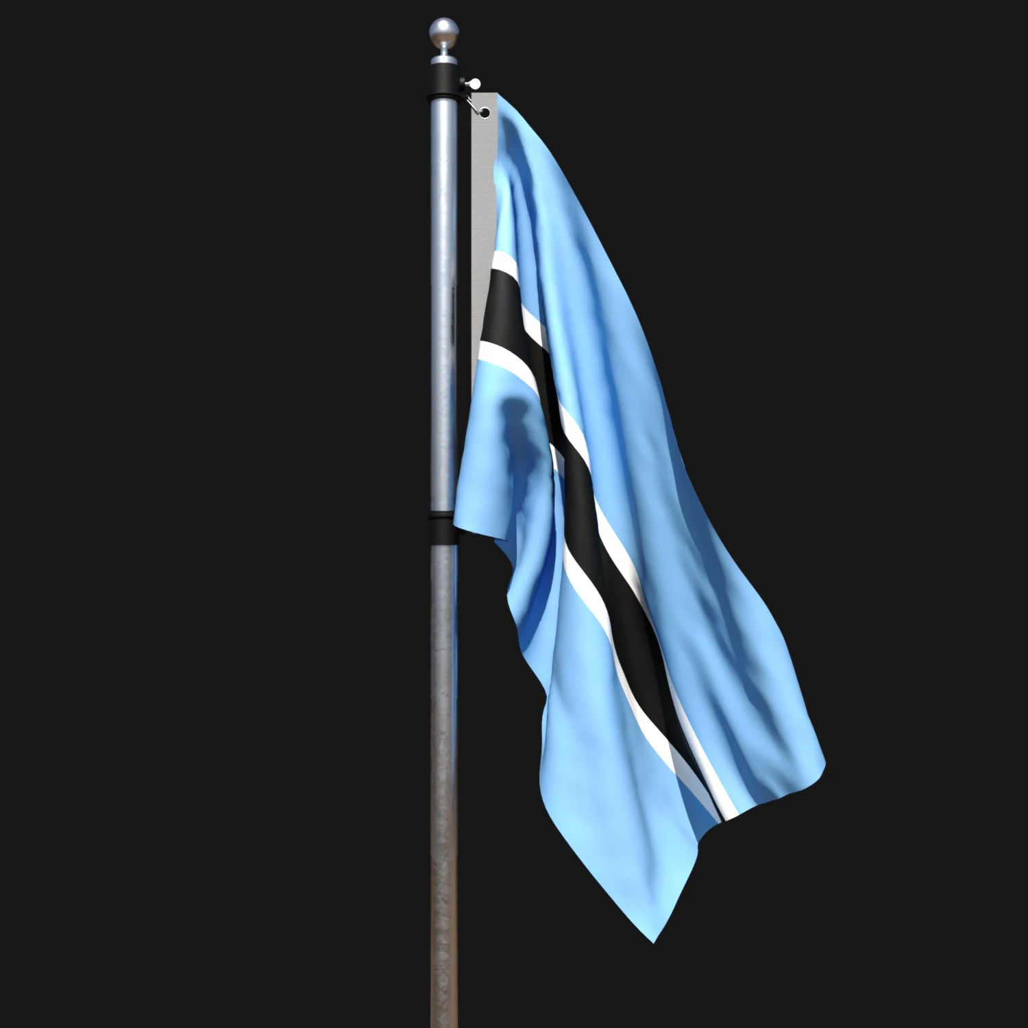 Flag of botswana 02 3D Model .c4d .max .obj .3ds .fbx .stl .blend 