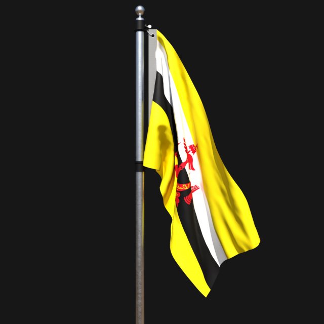 Flag of brunei 02 3D 모델 .c4d .max .obj .3ds .fbx .stl .blend 