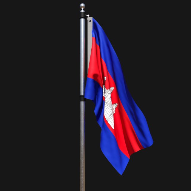 Flag of cambodia 02 3D Модель .c4d .max .obj .3ds .fbx .stl .blend 