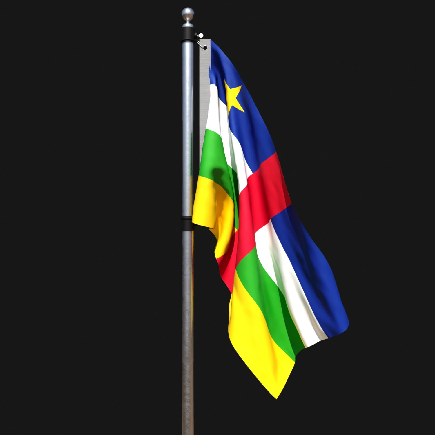 Flag of central african republic 02 3D Model .c4d .max .obj .3ds .fbx .stl .blend