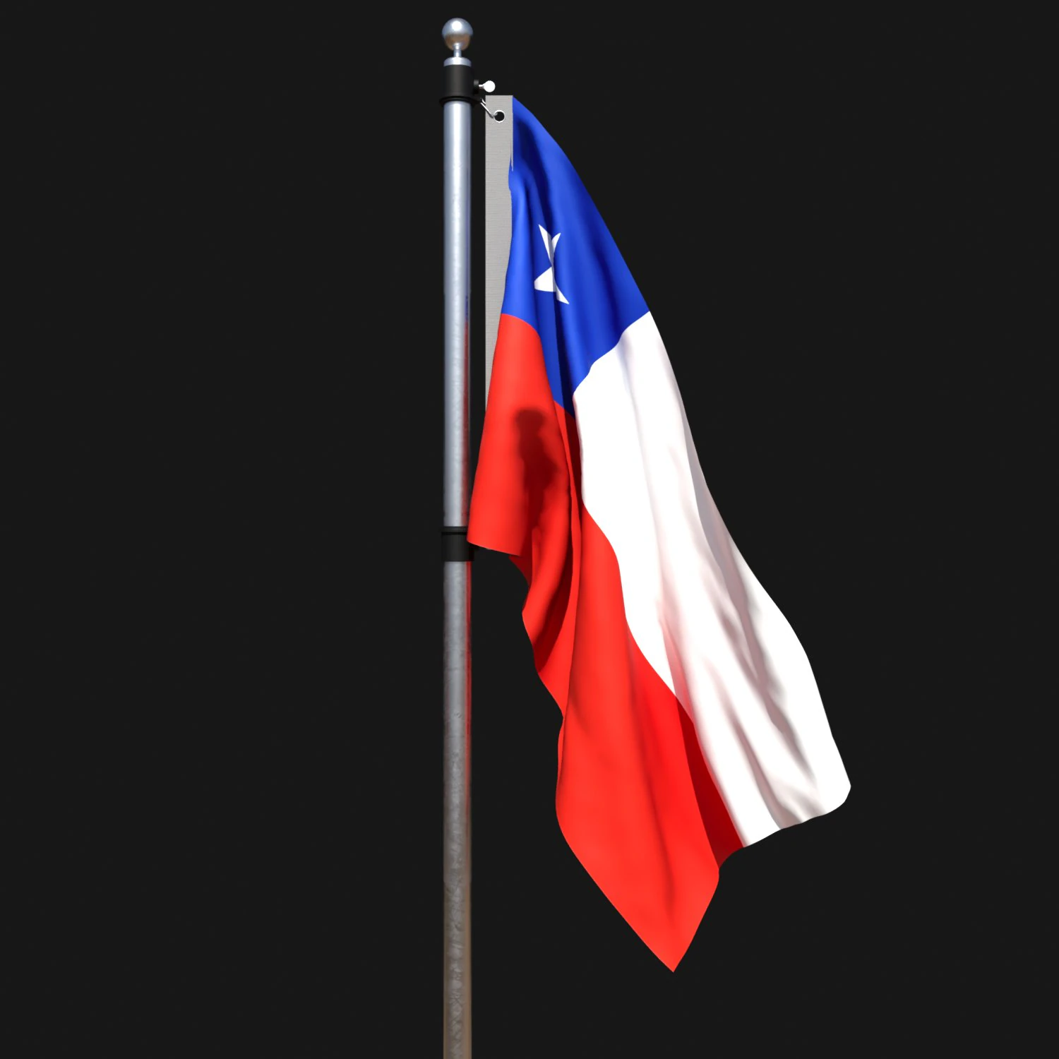 Flag of chile 02 3D Model .c4d .max .obj .3ds .fbx .stl .blend 