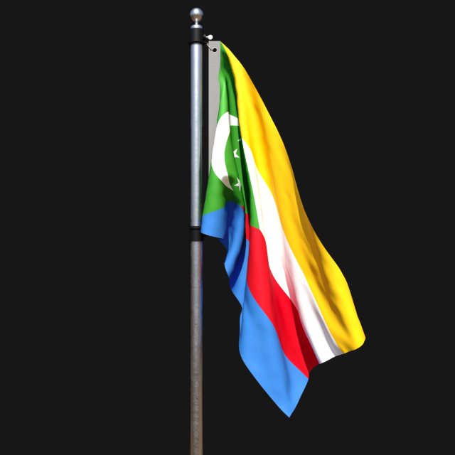 Flag of comoros 02 3D 模型 .c4d .max .obj .3ds .fbx .stl .blend 