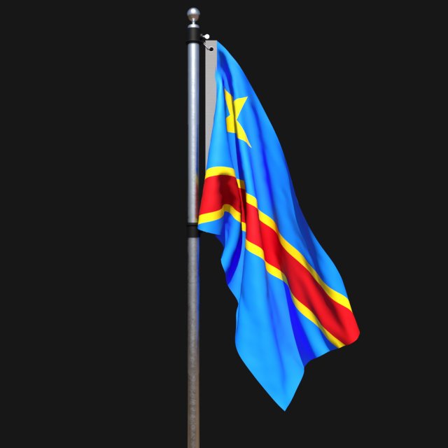 Flag of congo democratic 02 3D Model .c4d .max .obj .3ds .fbx .stl .blend 