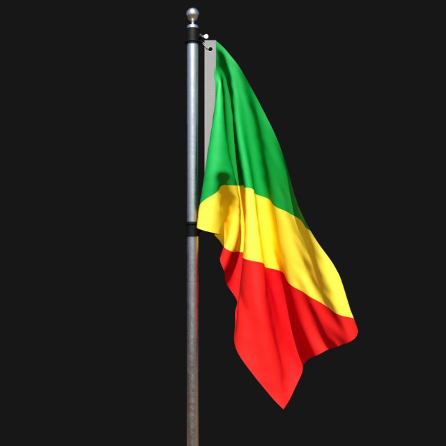 Flag of congo republic 02 3D 模型 .c4d .max .obj .3ds .fbx .stl .blend 