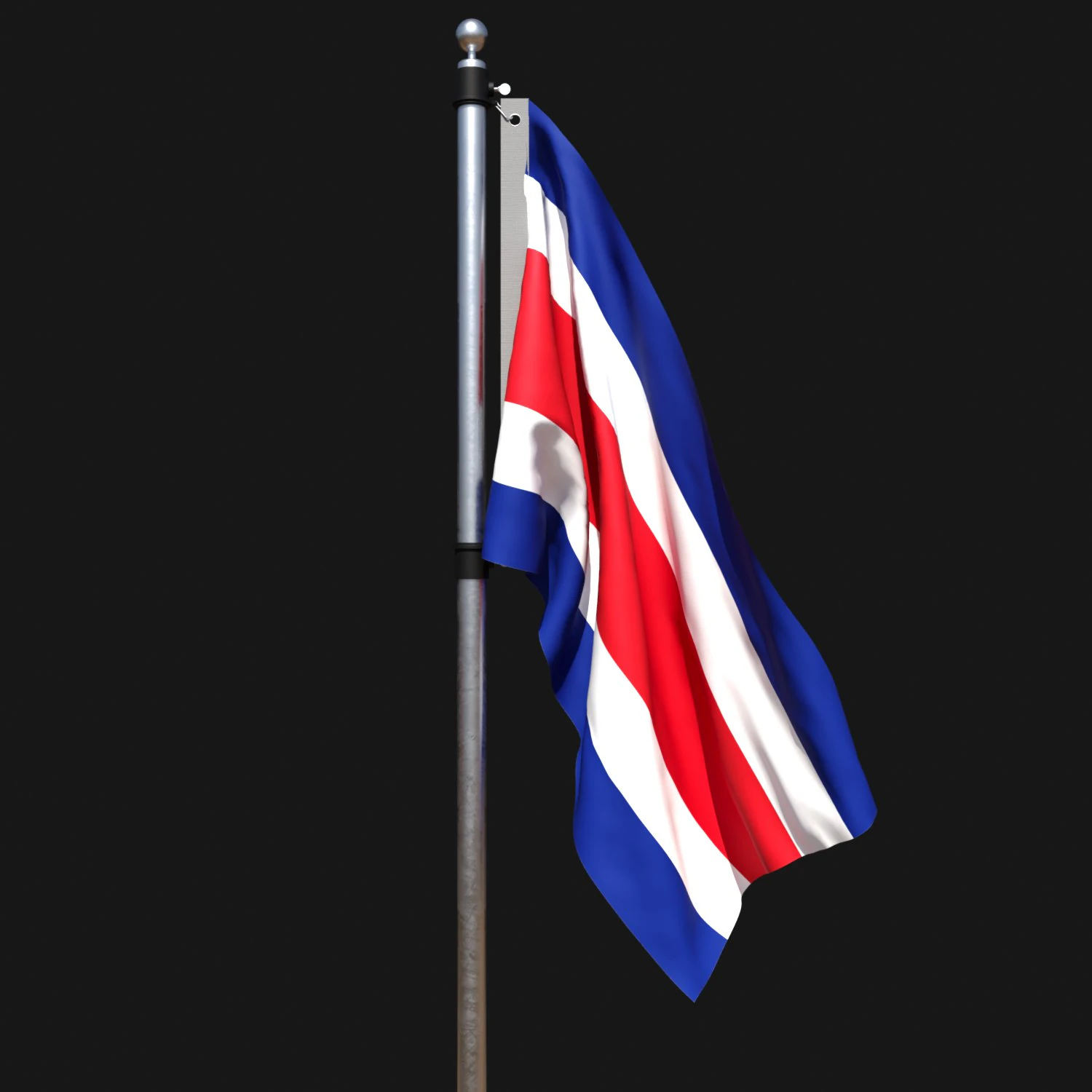 Flag of costarica 02 3D Model .c4d .max .obj .3ds .fbx .stl .blend 