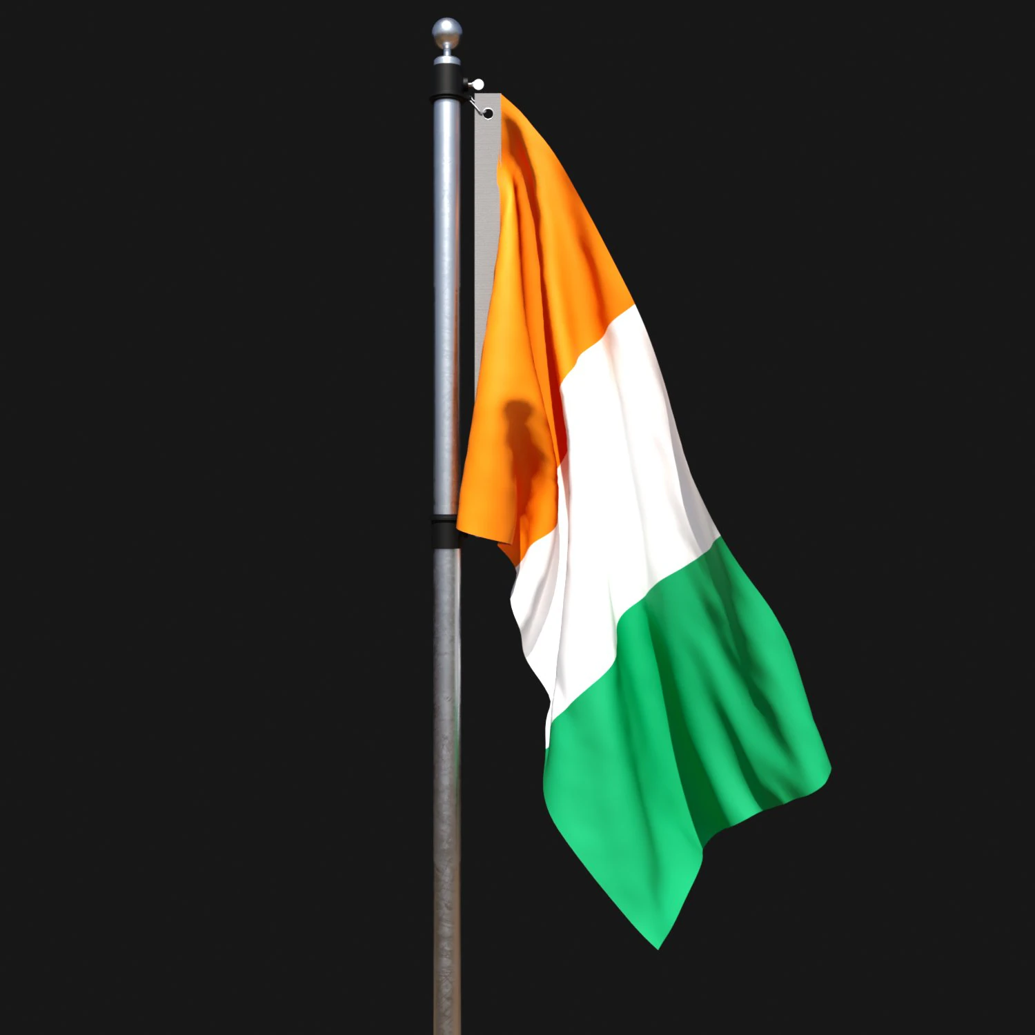 Flag of coted ivoire 02 3D Model .c4d .max .obj .3ds .fbx .stl .blend
