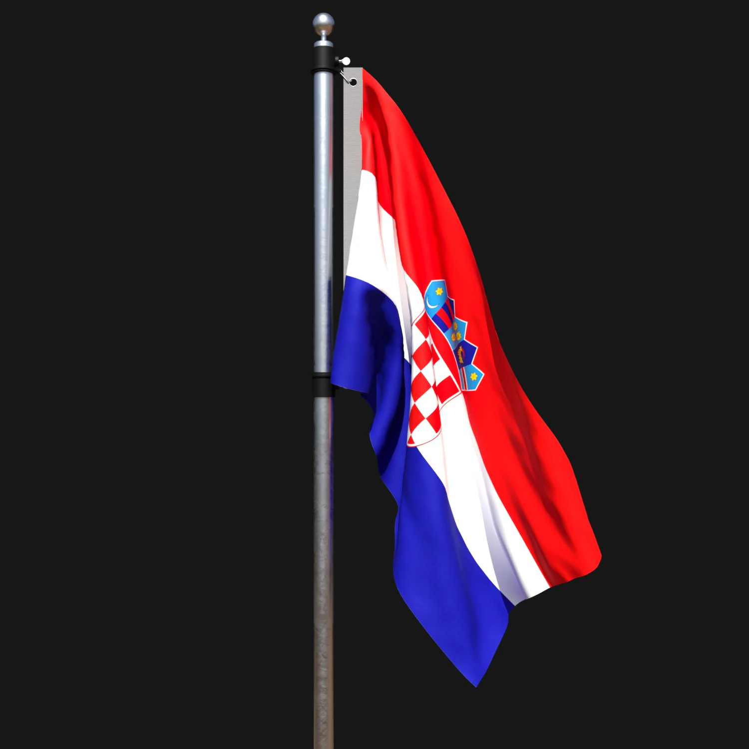 Flag of croatia 02 3D Model .c4d .max .obj .3ds .fbx .stl .blend 